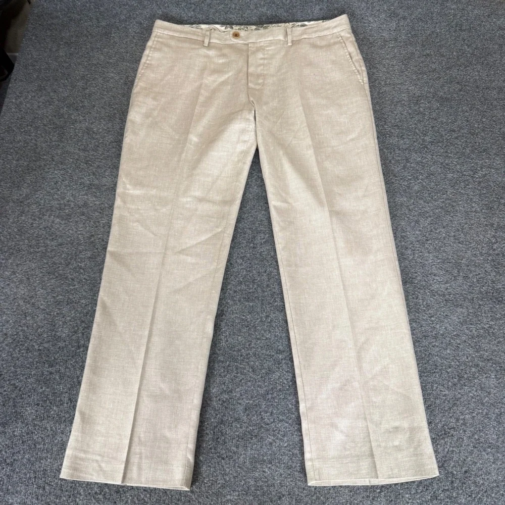 Tommy Bahama Linen Blend Pants Mens 36x30 Beige Casual Beach Resort Lightweight